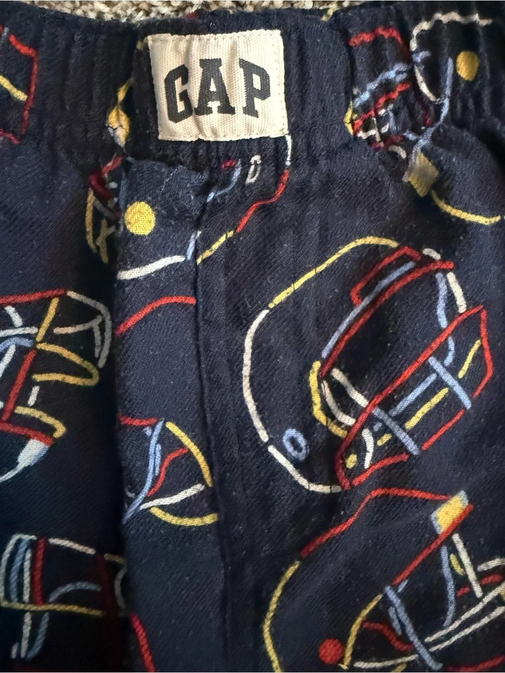 GAP Navy Joggers with Multicolor Football Helmet Print